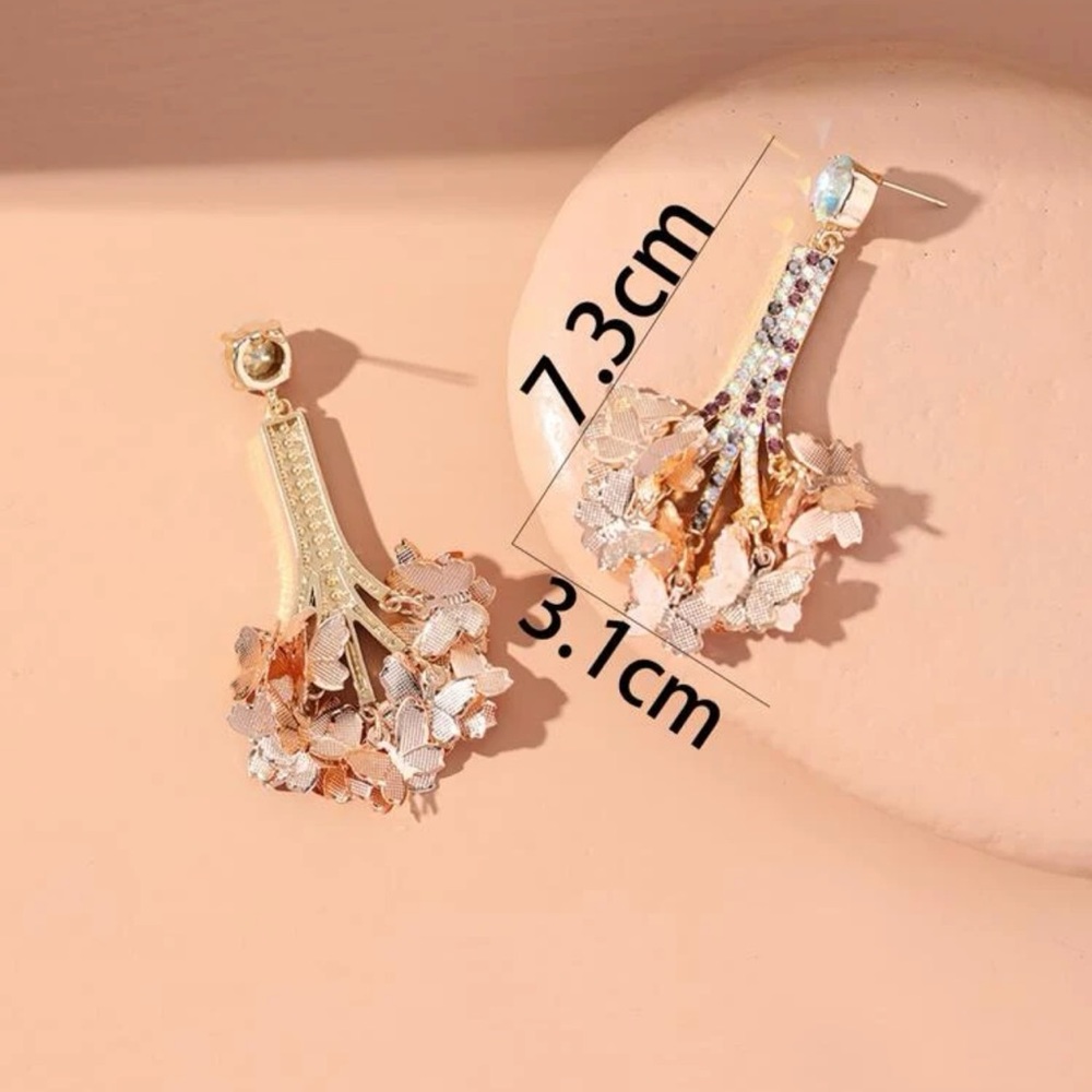 🦋 Stunning Large Rhinestone Metallic Butterfly Flutter Kaleidoscope Tassels - Picture 2 of 4